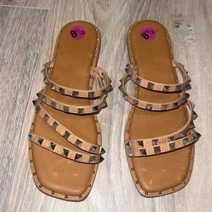 Nicole Miller New York Tan Brown Studded Sandal